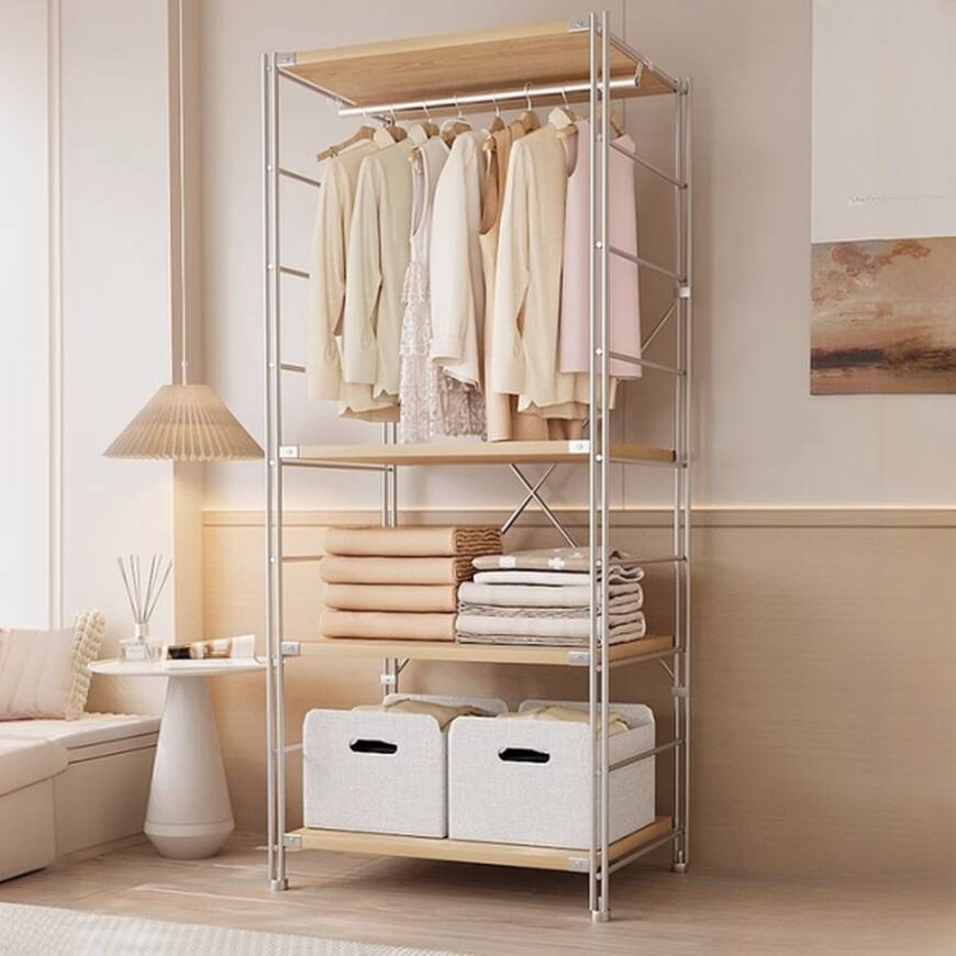 Minimalist Coat Rack with 4 Shelves and Open-air Storage