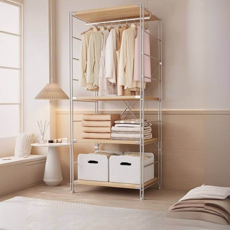 Modish Hall Rack with 4 Shelves and Open-air Storage