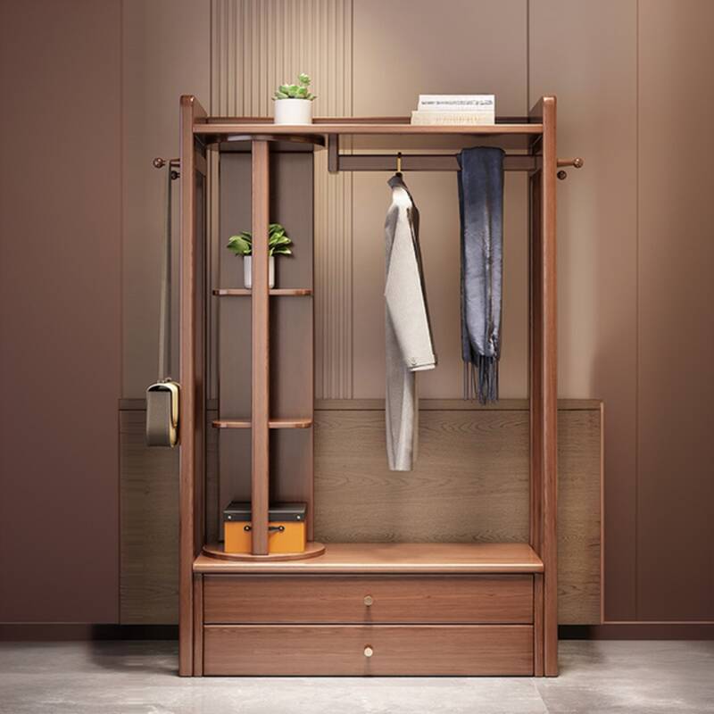 Nordic Coat Rack with 4 Shelves, Open-air Storage, and Mirroring