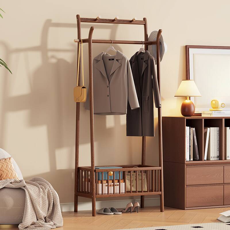 Sepia Simplistic Free Standing Hall Tree with 1 Drawer, Natural Wood Frame, Open-air Storage, and Wood Bench