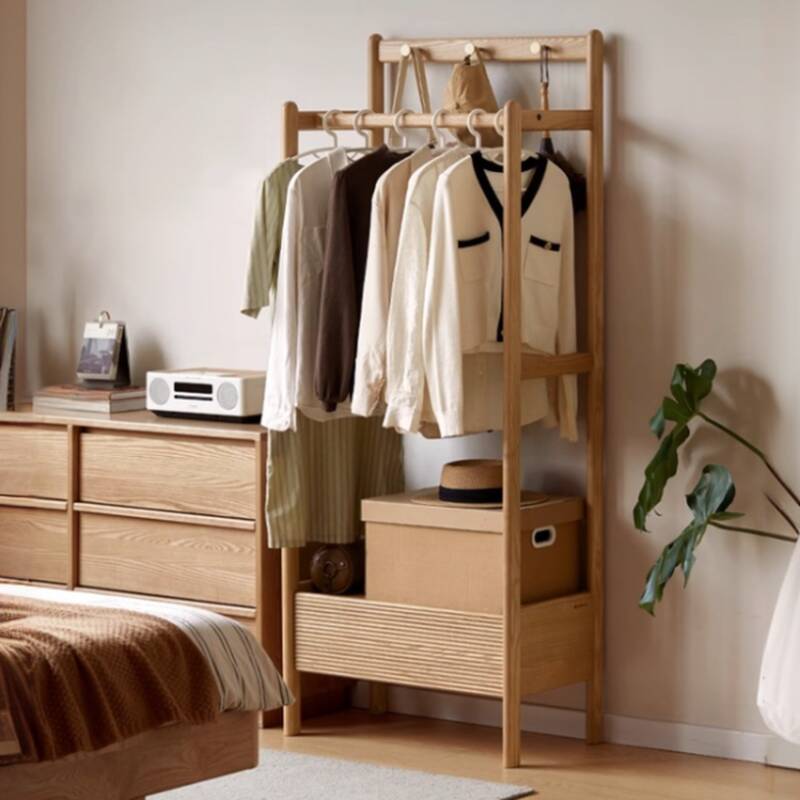 Modish Free Standing Hall Rack with 1 Drawer, 1 Shelf, Natural Wood Frame, Open-air Storage, and Wood Bench