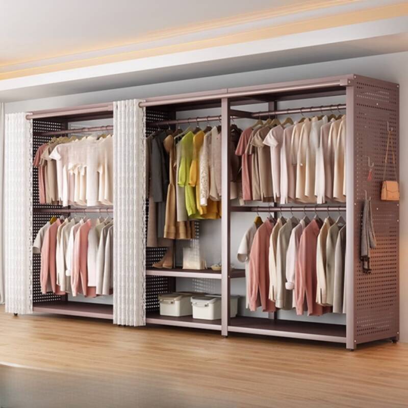 Purple Modish Hall Rack with Container Storage and Alloy Frame