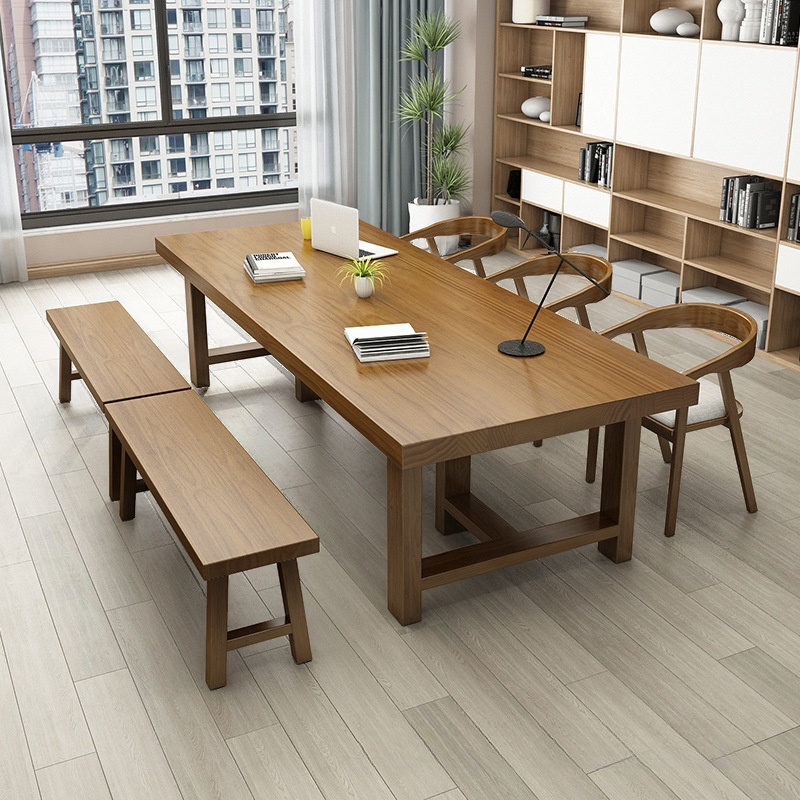 Light Natural Brown Trendy Office Conference Table with a Rectangular Shape for 6/for 8/for 10, Featuring Genuine Wood Tabletop