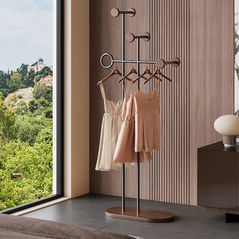 Modish Hall Rack with Alloy Frame, Metal Hook, and Stand