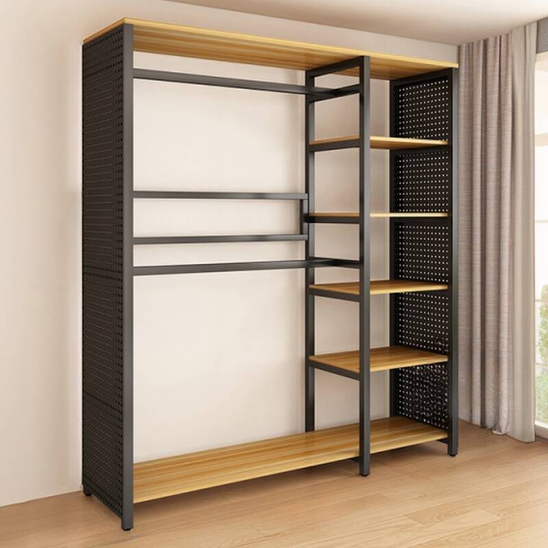 Ink Minimalist Coat Rack with Stockroom Storage, 5 Shelves/2 Shelves, and Steel Frame