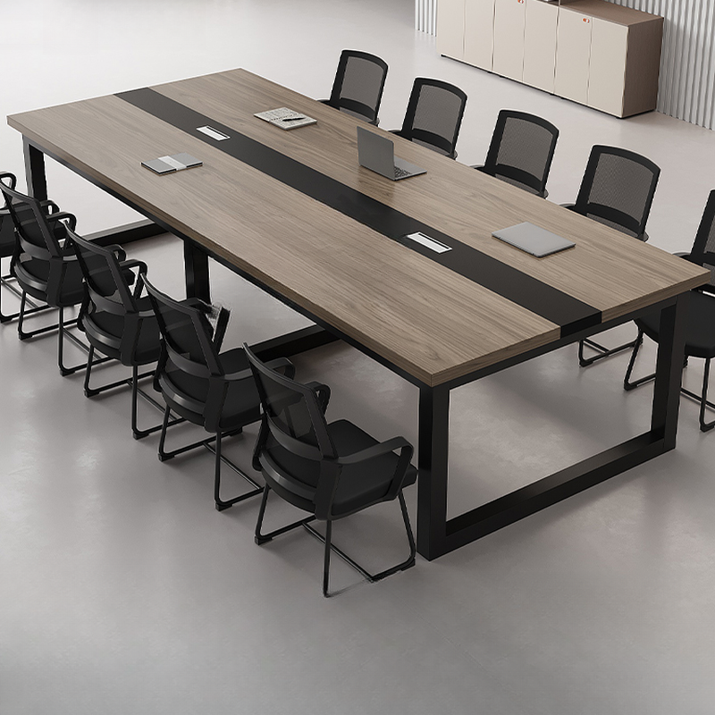 Gray Art Deco Rectangular Conference Table for Seats 12+ with Engineered Wood Top