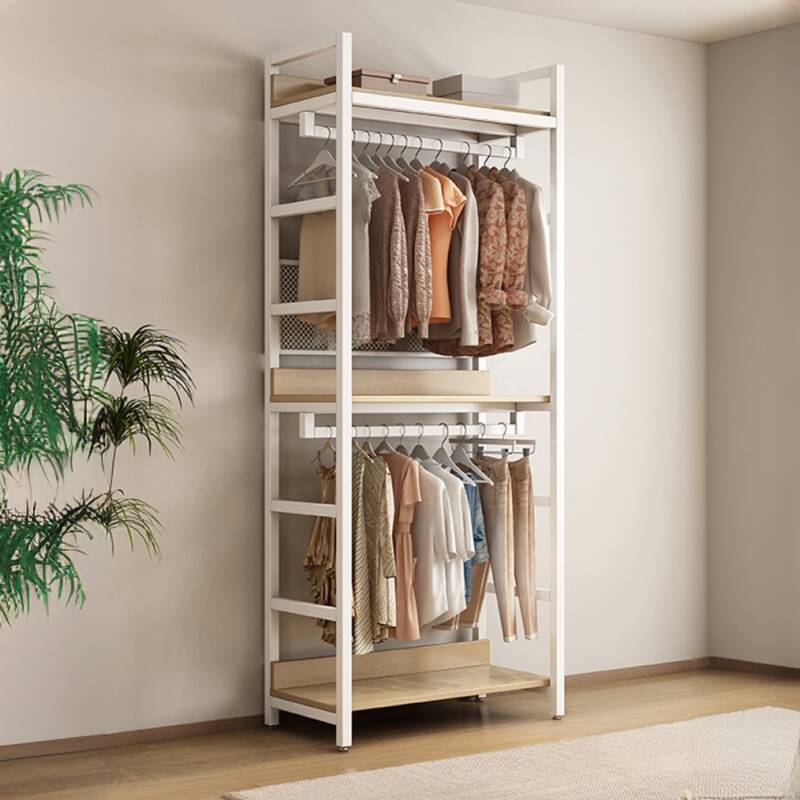 Wood Grain Modish Hall Rack with Steel Container Storage