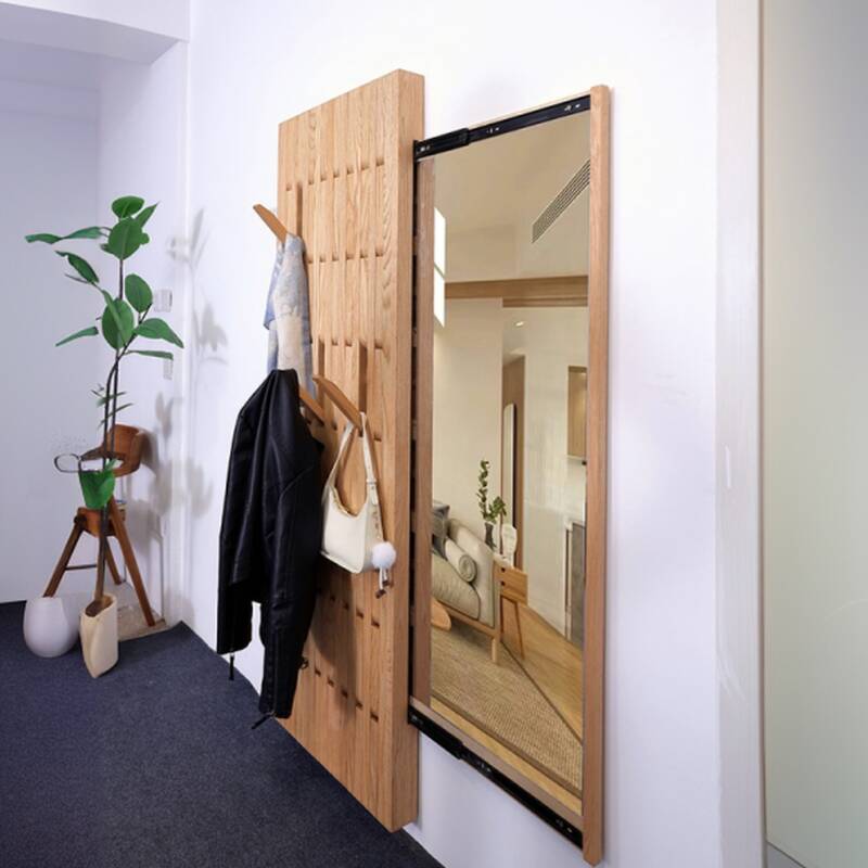 Trendy Floating Mount Coat Tree with Back Plate and Mirror