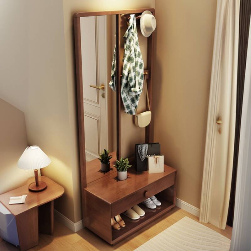 Simplistic Coat Tree with Mirrored and Shoe Rack