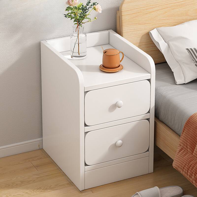 Chalk Modish Engineered Wood Open Shelf Nightstand and Drawer Storage Bedside Table