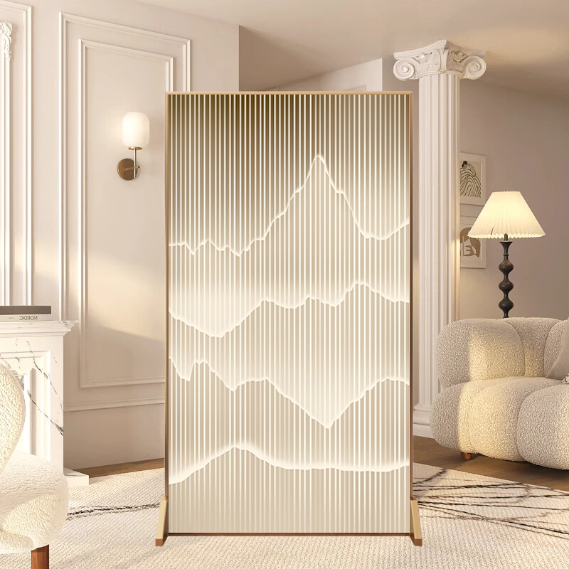 Ivory Room Divider with Opaque Metal Frame, Single Panel, 1 Panel, Double Sided Print, Detached