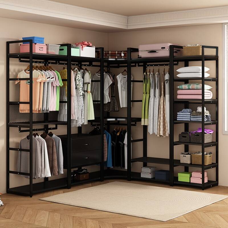 Midnight Black Simplistic Hall Tree with Stockroom, 3 Drawers/2 Drawers, 3 Shelves, Steel Frame, and Wood Bench