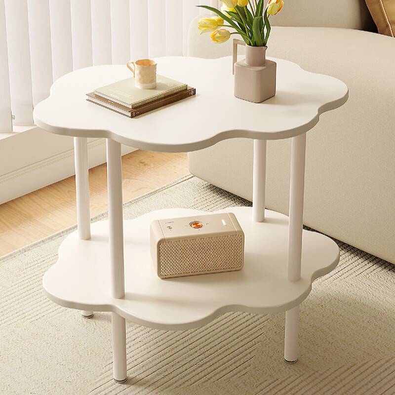 Chairside Table in Composite Wood with Azure/Lime Green Asymmetrical Top