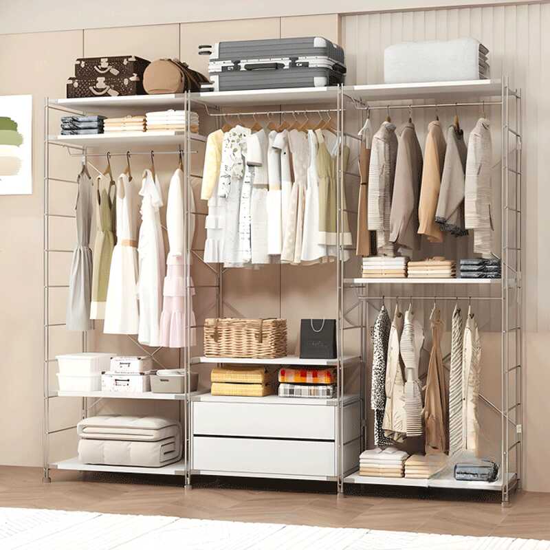 White Modern Simple Style Hall Rack with Locker, 2 Shelves, Metal Frame, and Wood Bench