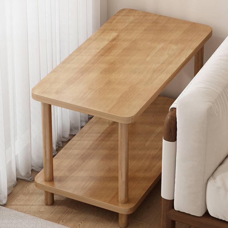 Modern Simple Style Chairside Table Only with Reclaimed Wood, 4 Legs, White/Caramel/Natural Finish Rectangle Shelf