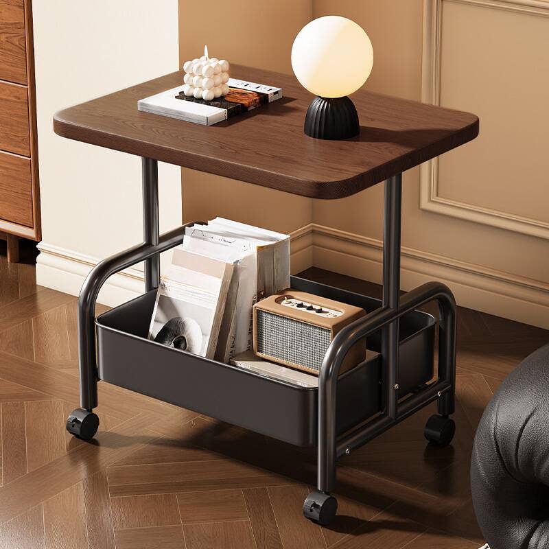 Swivel Composite Wood Chairside Table with Portable Wheels