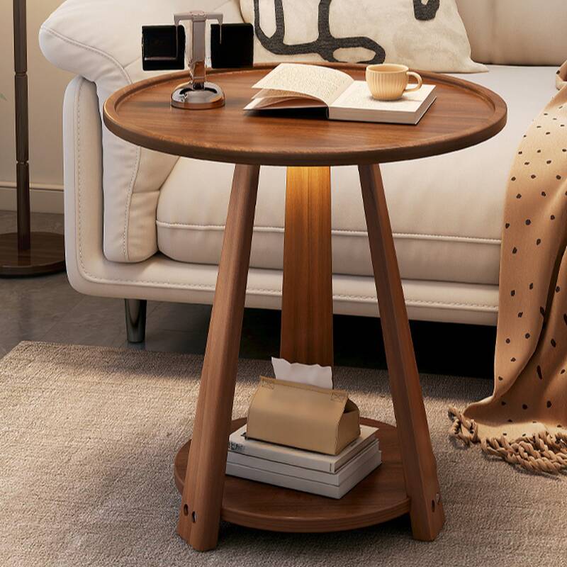 Casual Rubberwood Chairside Table with Three Legs
