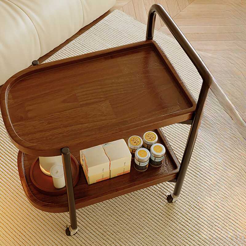 Rubberwood Swivel Portable Chairside Table