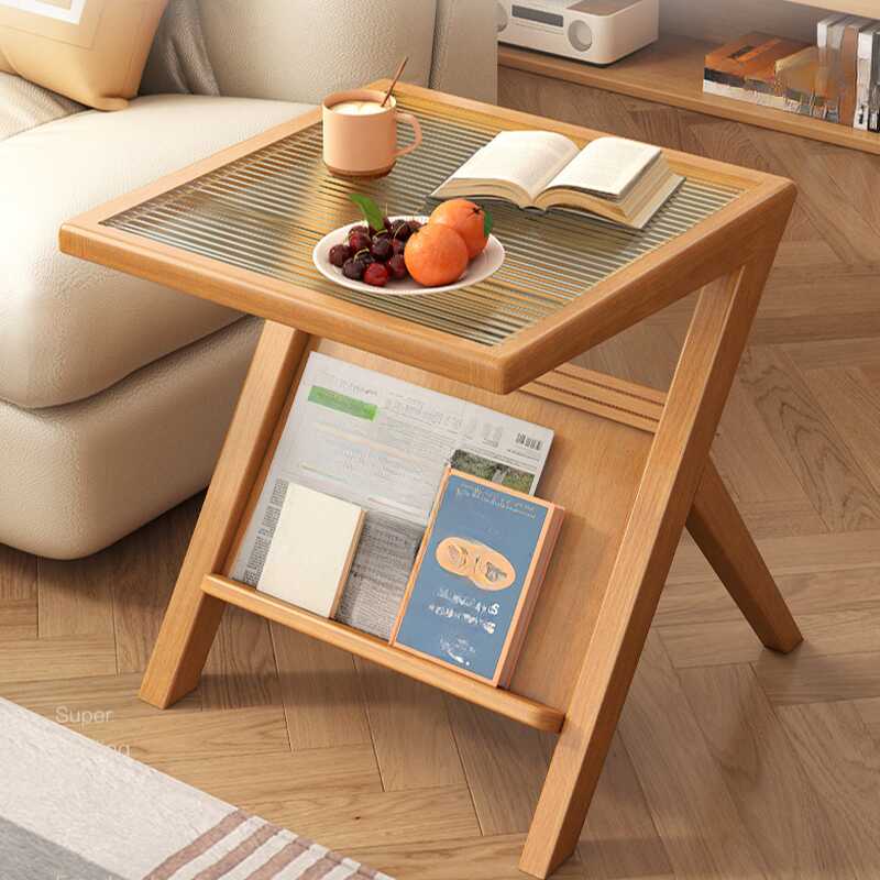 Casual Transparent Chairside Table with Magazine Rack