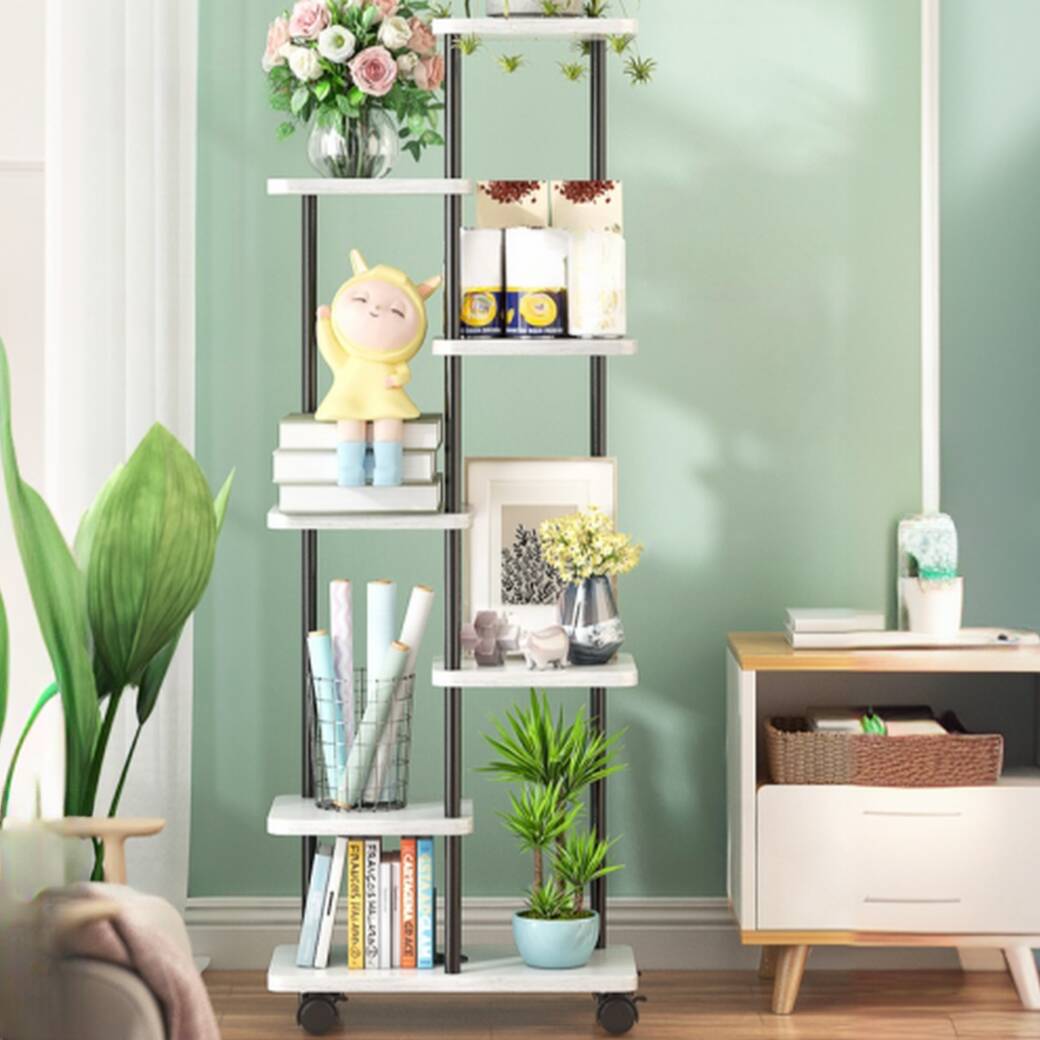 Minimalist Multi-Tiered Lumber Rectangle Flower Rack with 8 Shelves/7 Shelves/6 Shelves and Wheels