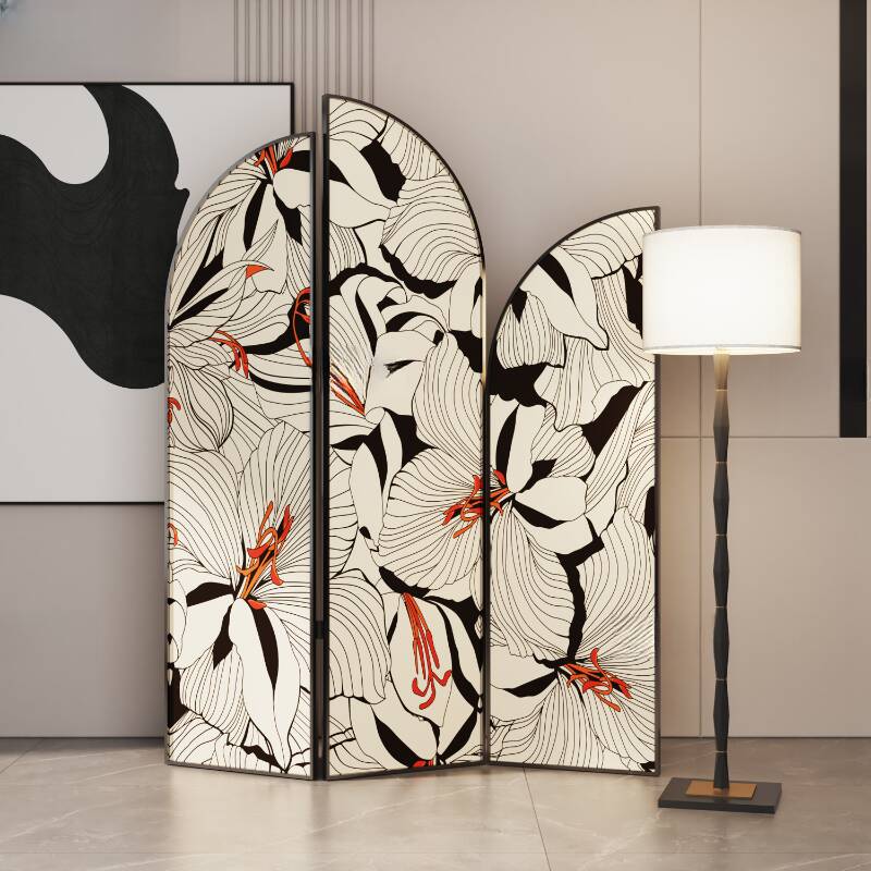 Black Opaque Single Panel/Compact Room Divider with Metal Frame and 1 Panel/3 Panels, Double Sided Print, Detached