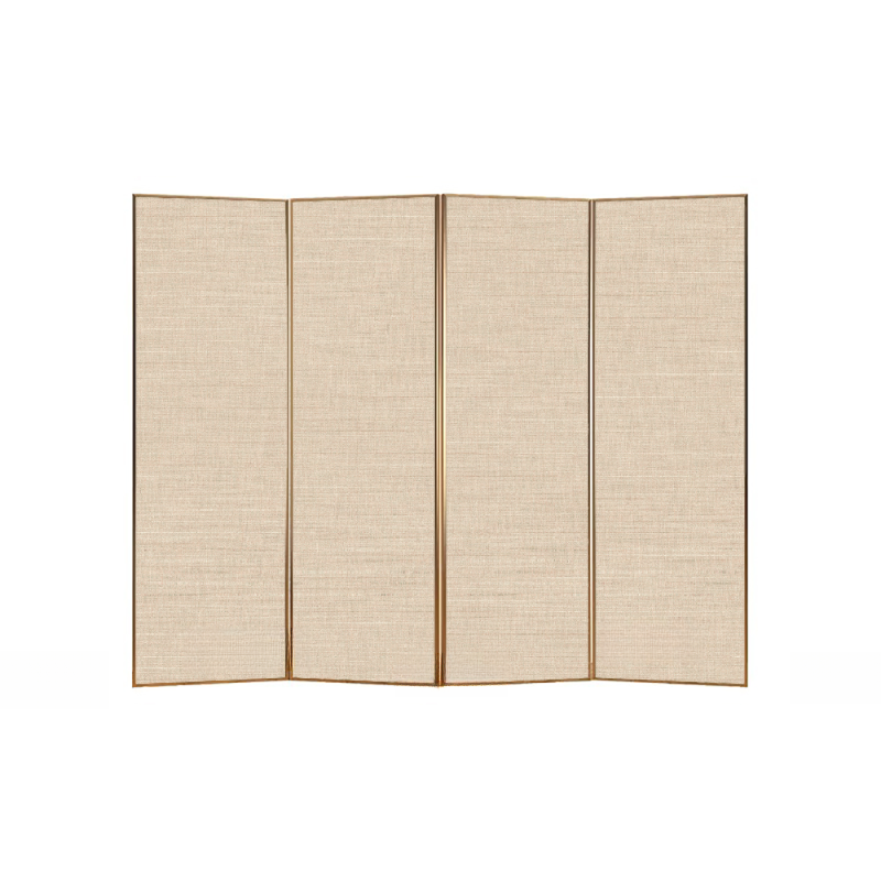 Room Divider in Unfinished Art Deco Style with Opaque Compact Metal Frame, Featuring 5 Panels/4 Panels and Detached Design