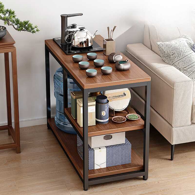 Modern Simple Style Rectangular Black/Natural Colour Reclaimed Wood Chairside Table Only with Frame and Shelf