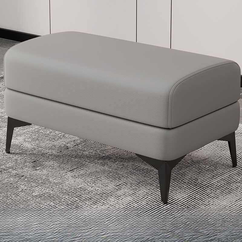 Contemporary Rectangle Solid Colour Standard Ottoman in Leatherette with Dove Grey/Citrus Colour/Beige Upholstery