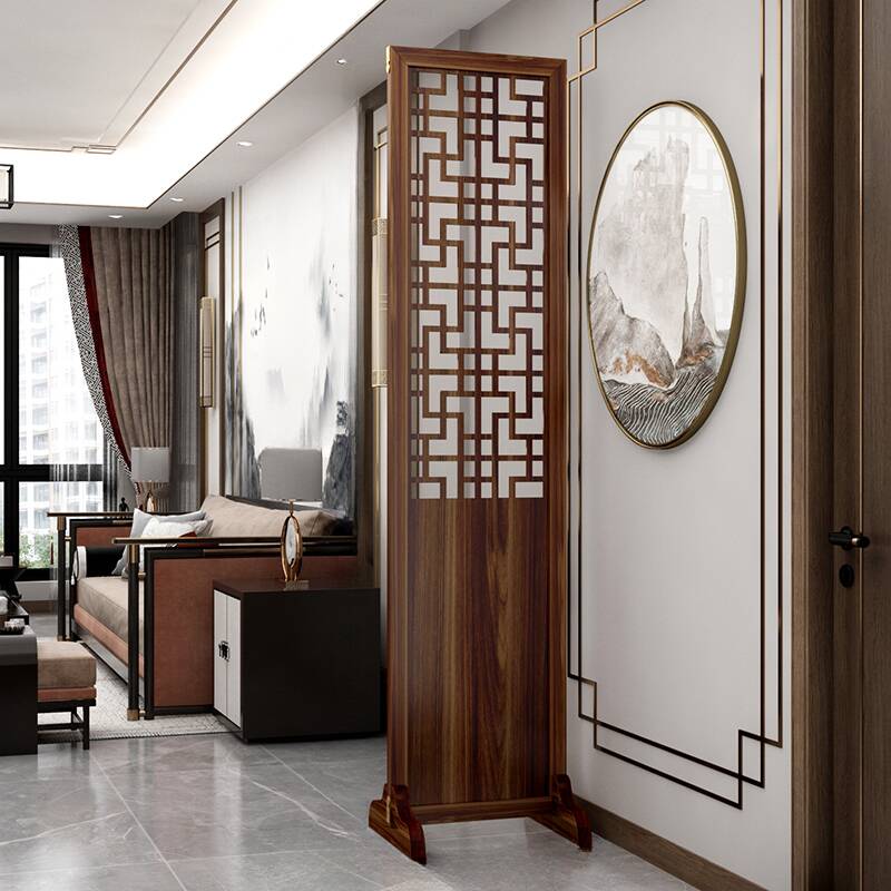 Modern Simple Style Indoor Transparent Single Panel Wood Room Divider Partition with Independent Free Standing