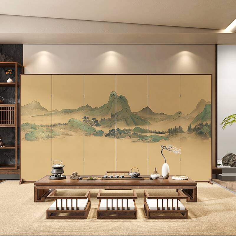 Room Screen: Simple Opaque Pop Up with Pine Wood Frame, 6/5/4 Panels, Double Sided Print, Unfixed