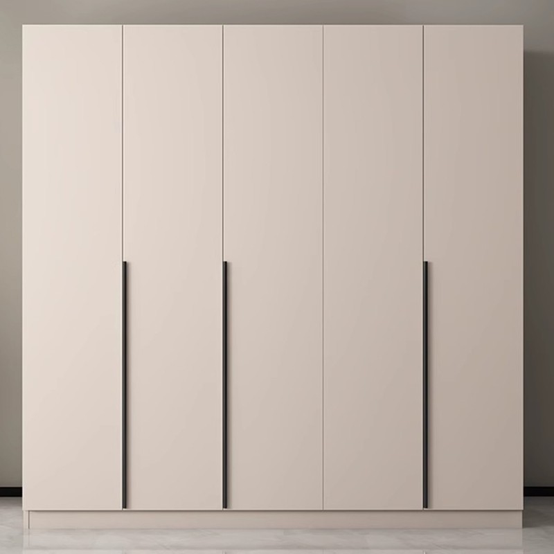 Tan Simple Composite Wood Self-supporting Wardrobe with Soft Close Door, Interior Shelves, and Hanging Rod