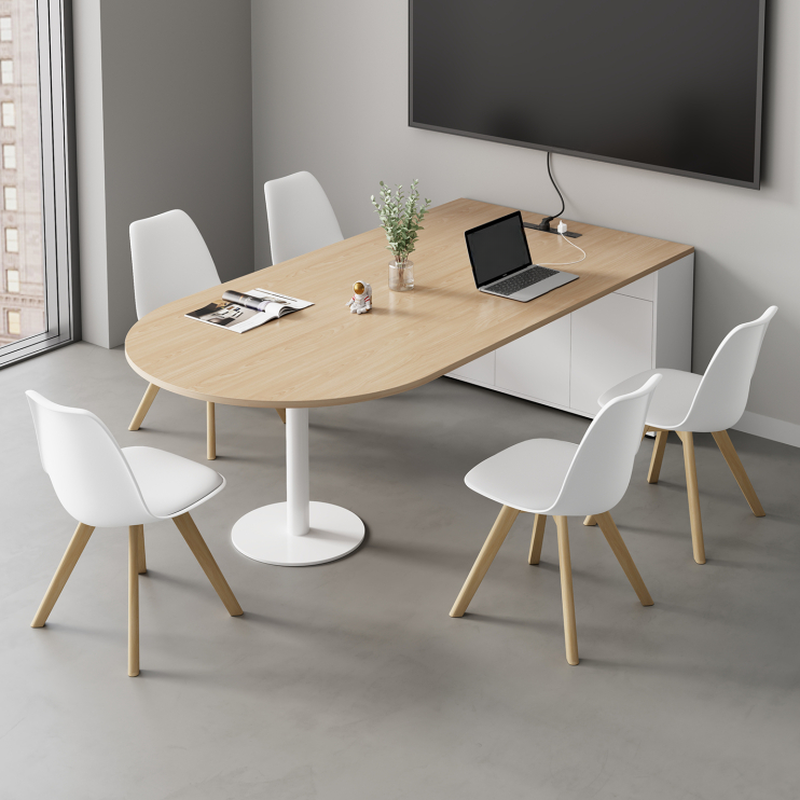 Simplistic Half-Round Manufactured Wood Conference Room Table for 10-seater/8-seater/6-seater