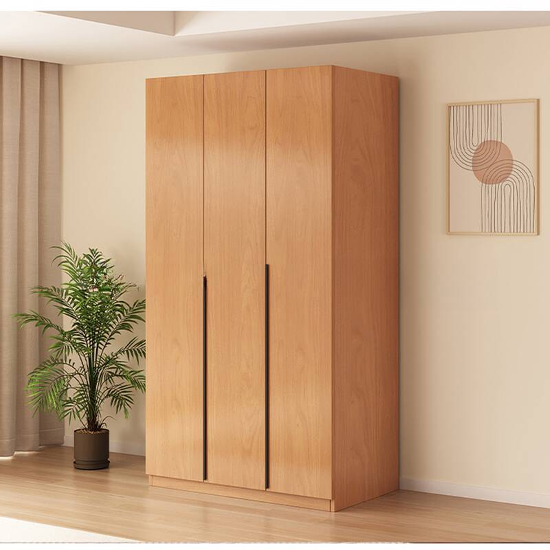Wood Grain Simple Oak Wood Self-supporting Wardrobe with Soft Close Drawer, Soft Close Door, and Interior Shelves