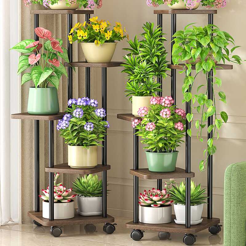 Contemporary Rectangle Wooden Plant Holder with Roller Wheels