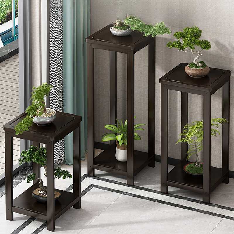 Trendy Square/Rectangle Plant Stand Table with Wooden Top for Ground Installation