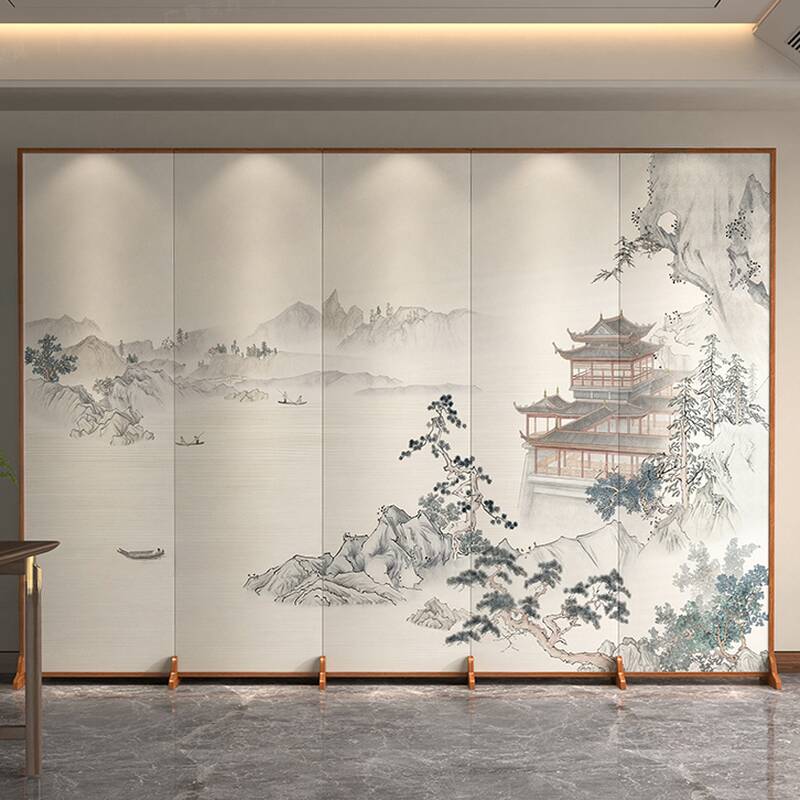 Auburn Opaque Lumber Wall Separator with Collapsible 5 Panels/4 Panels, Double Sided Print, Freestanding