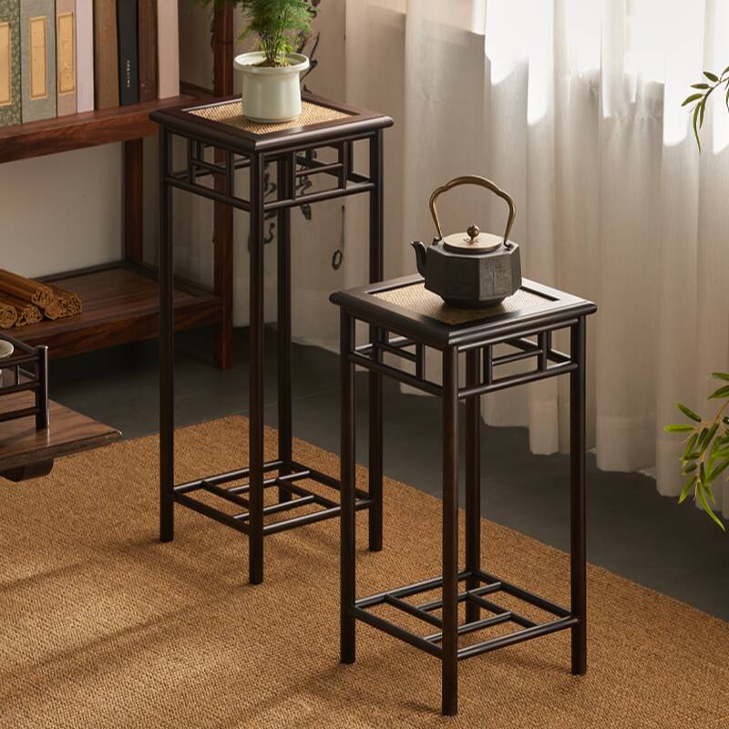 Trendy Square Plant Stand Table with Wooden Top for Ground Installation