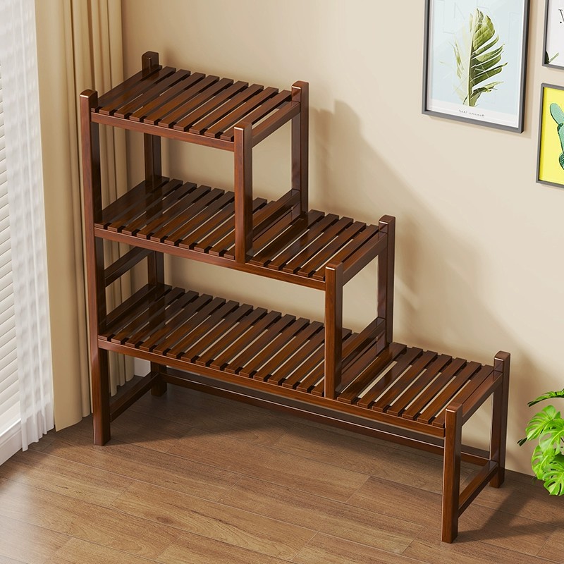 Minimalist Rectangle Wooden Flower Rack with Floor Mount