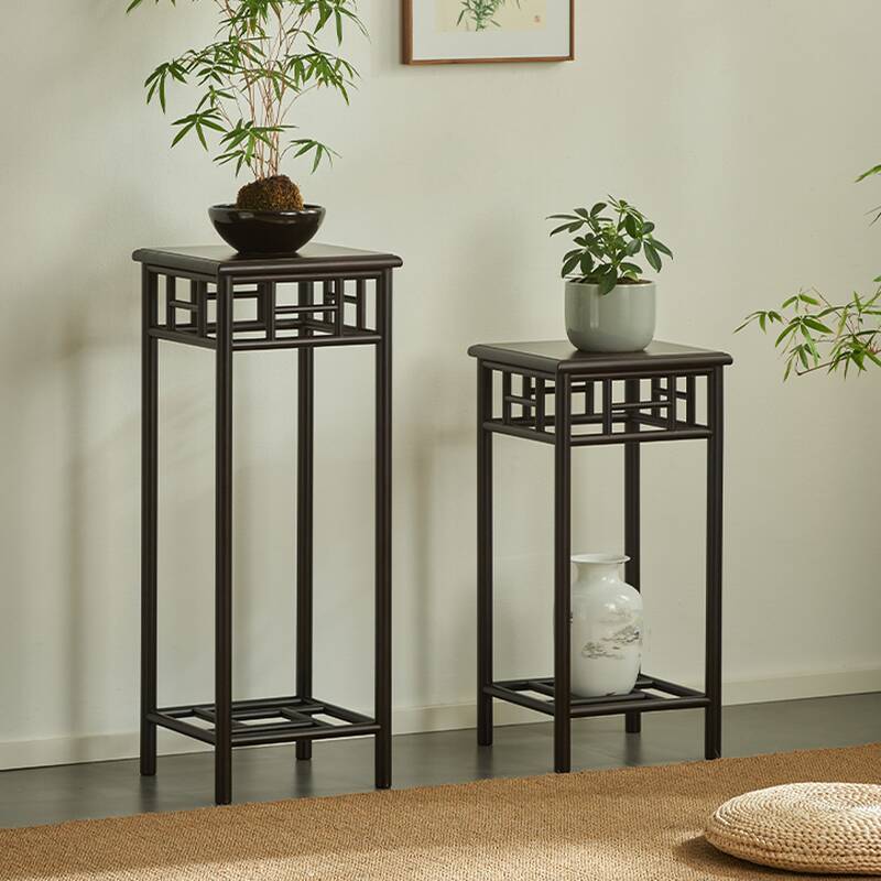 Contemporary Square Wooden Plant Stand Table for Ground Installation