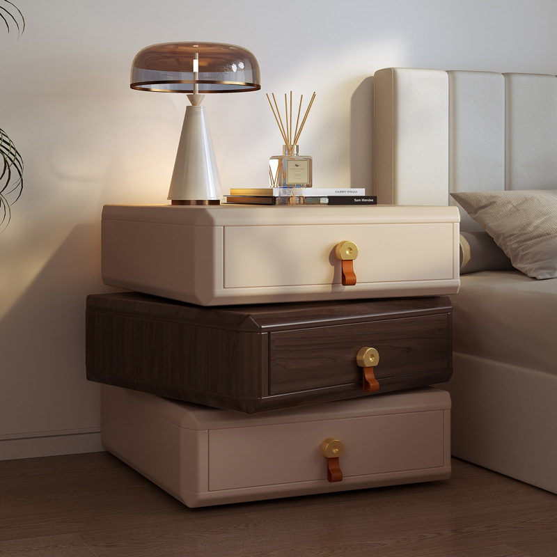 Ivory Simplistic Wood Drawer Storage Bedside Table