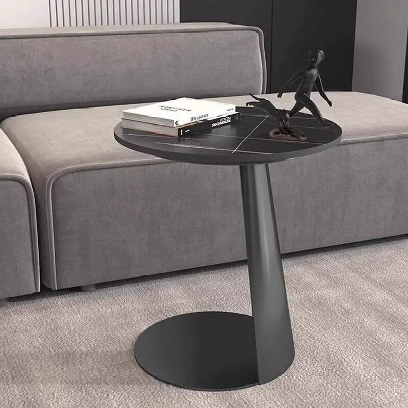 Modern Simple Style Drink Table Only with Stone Pedestal Base in Circular Shape