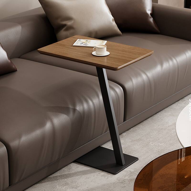 Timber Cocoa Oblong/Rectangular/Circular Drink Table with C-shape Base in a Modern Simple Style, Table Only