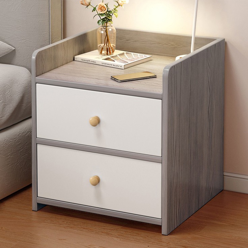 Simplistic Drawer Storage Bedside Table with Reclaimed Wood Countertop