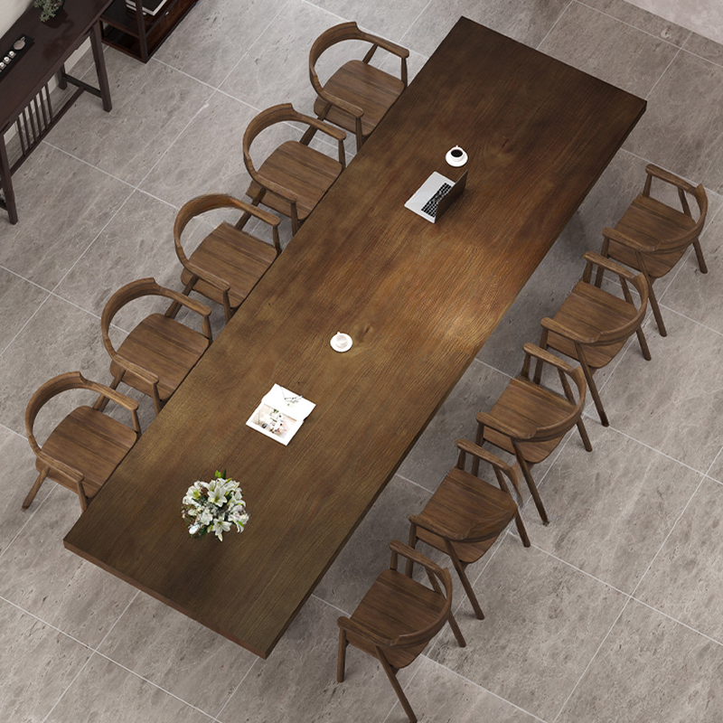 Casual Brown Rectangle Genuine Wood Meeting Table for Seats 12+/12-person Seat/Seats 10