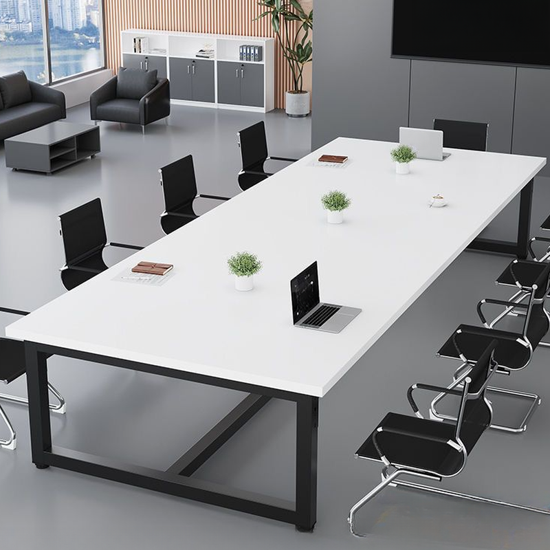 Art Deco Rectangular/Square Timber Office Conference Table for 8-person Seat/10-person Seat/4-person Seating with Metal Base