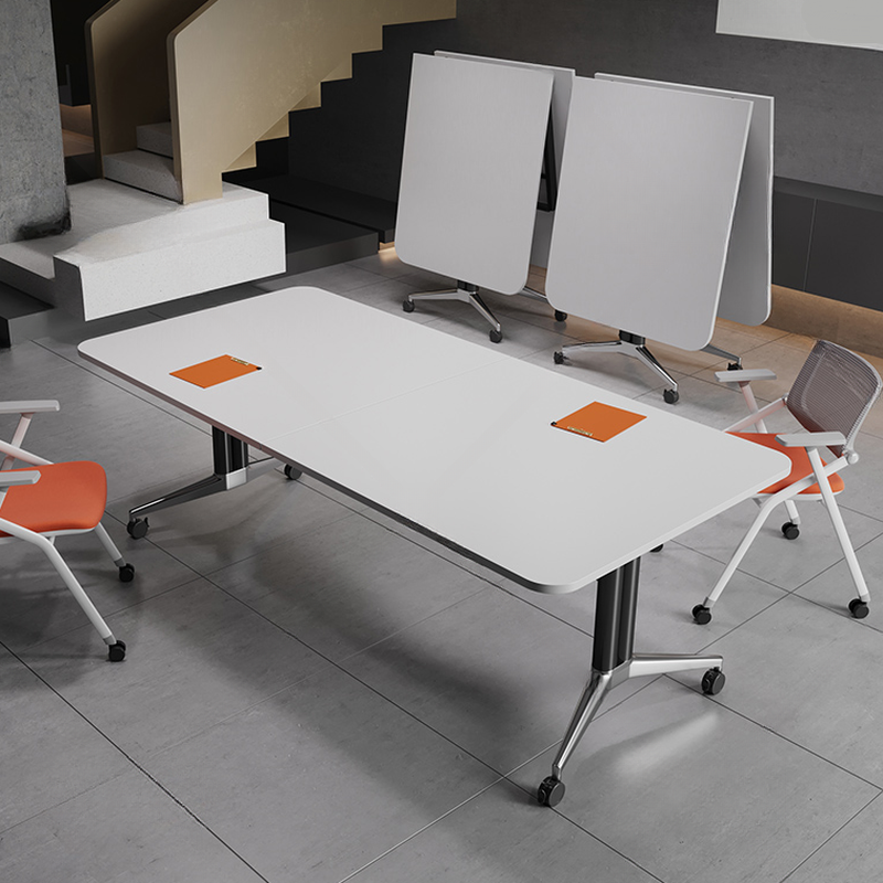 Simple Extendable Mdf Wood Rectangular Meeting Table with Rollers for 10-person Seating/for 8/Seats 6