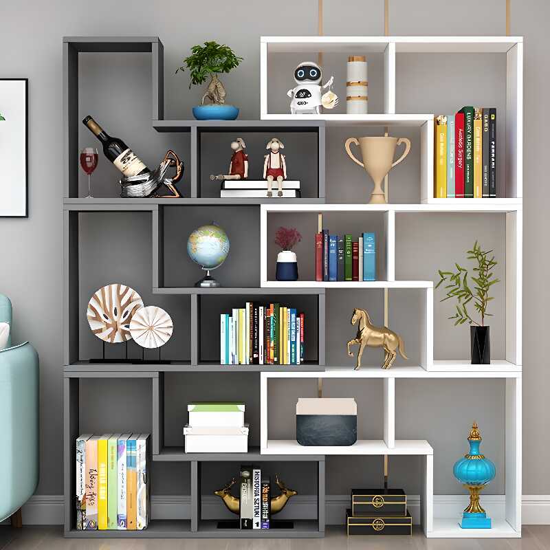 Minimalist Rectangular Cabinet Storage Shelf Rack with Composite Wood Frame