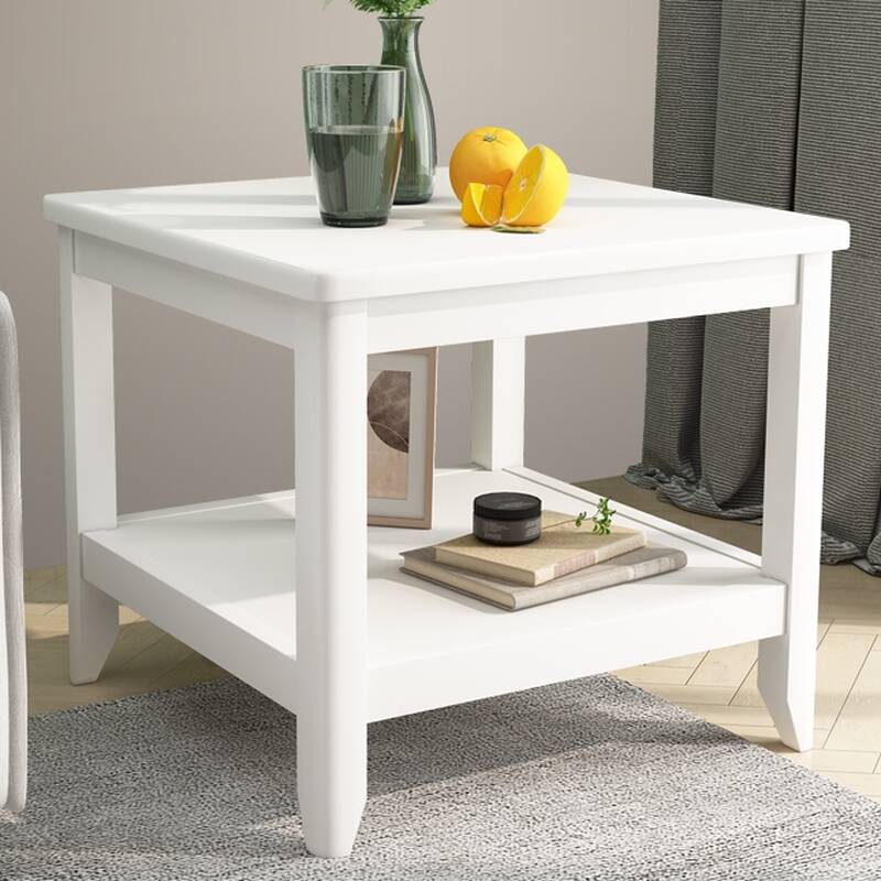 Modern Simple Style Drink Table Only with Reclaimed Wood and 4 Legs in Chalk, Rectangular/Square Shelf