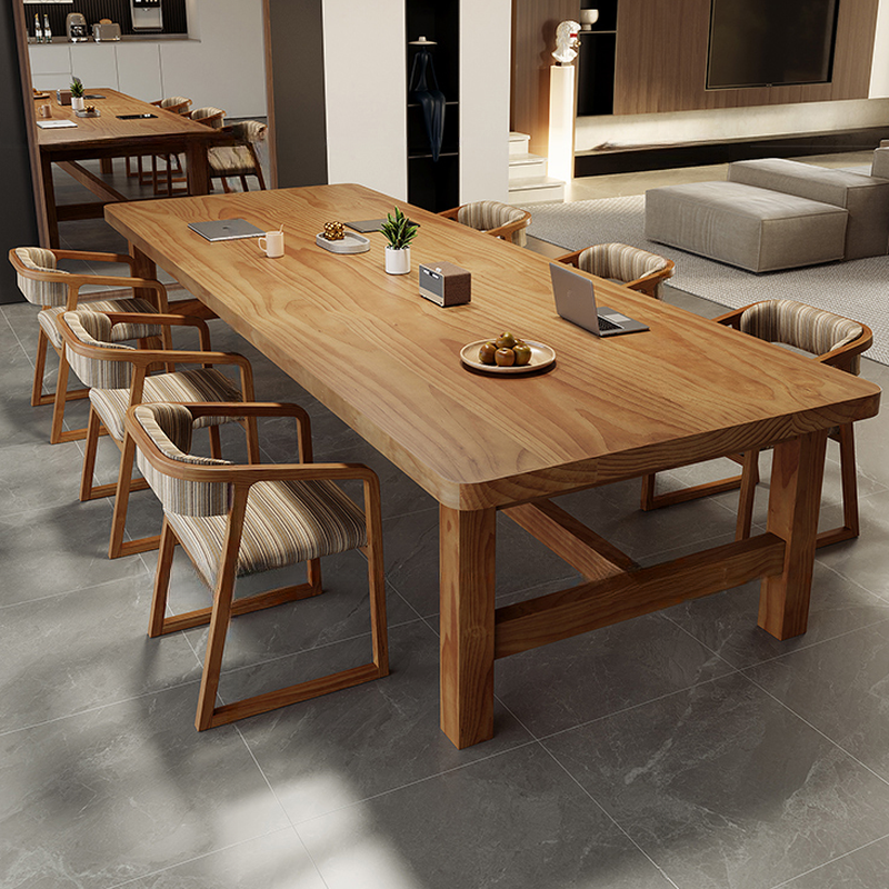 Sepia Casual Rectangular Meeting Table for 12+ with Natural Wood Tabletop