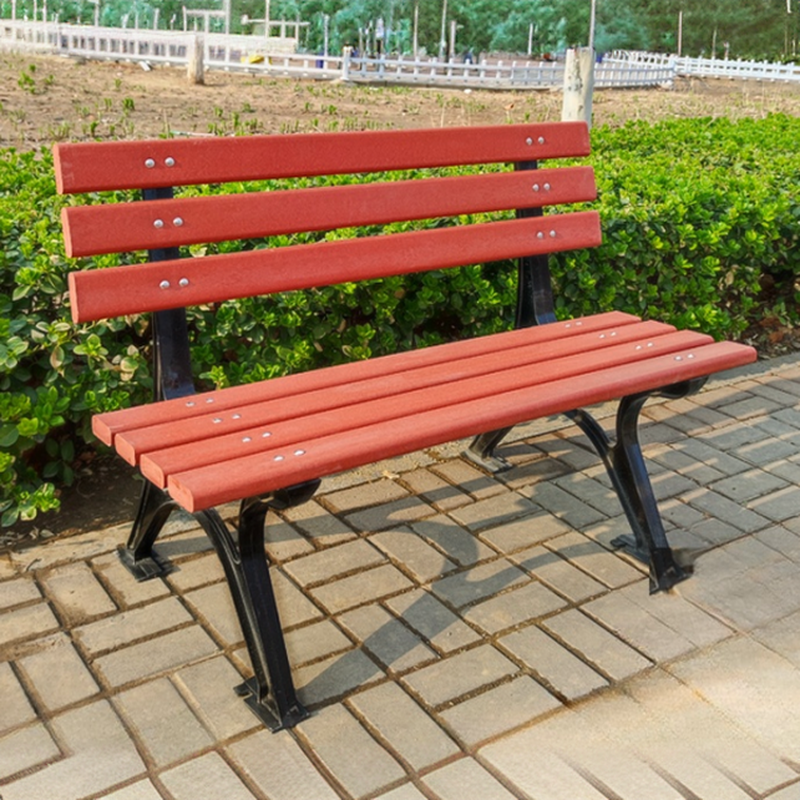 Art Deco Park Bench Rainproof Alloy with Back
